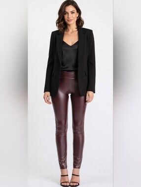 Hemish USA Faux‎ Leather Leggings Burgundy | High Waist Stretch Pants S–3X
